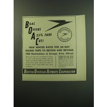 1949 BOAC British Overseas Airways Corporation Ad - BOAC Offers a 25% Fare Cut!