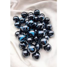 'SAMURAI' - 12 Beautiful Glass Marbles, Black with Blue Swirl, Brand New, 22mm