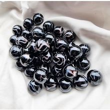 ZEBRA - 12 Beautiful Glass Marbles, Black with White Swirl, 22mm, Brand New