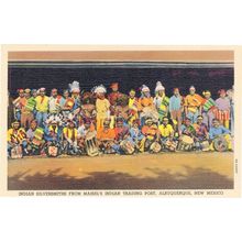 Red Indian Silversmiths Maisel's Trading Post New Mexico Old Linen Postcard