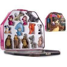 LUPPA Masha and the Bear Toys Playset: 13 Figures with Tin Box of the Bear´S Hou