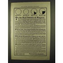 1911 American Civic Association Ad - Owners of Niagara