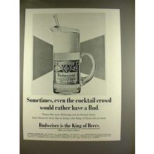 1970 Budweiser Beer Ad - Even the Cocktail Crowd!