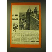1933 French Line Cruise Ad - To see France is every woman's right