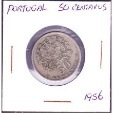 1956 Portugal 50 Centavos Coin