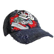 Embroidery Tattoo Cap - Gambling (Washed Cotton )- Black - HT-BSGA100BK