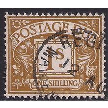 GB 1968 QE2 1/-d Ochre Postage Due Used SG D74 No Wmk ( G399 )