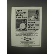 1990 Parker Power Rake and Scavenger Ad - Dig out thatch with a power rake