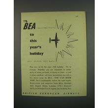1949 BEA British European Airways Ad - BEA to this year's holiday