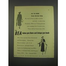 1949 BEA British European Airways Ad - Fly to Paris seven services daily