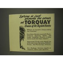 1949 Torquay Tourism Ad - Spring is just around the corner at Torquay