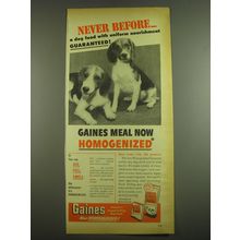 1952 Gaines Meal Dog Food Ad - Never before a dog food with uniform nourishment