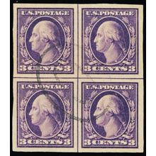 484, Used 3¢ Superb Center Line Block of Four Scarce! - Stuart Katz