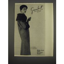 1956 Greenhut Furs Advertisement - Beige, dyed otter fur origin Brazil