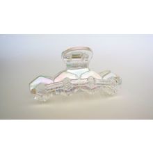 Clear transparent iridescent design hair claw clip for long fine hair