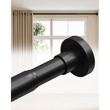 ALLZONE Tension Curtain Rods 123 to 160 Inch, Black Curtain Rods No Drilling, Ex