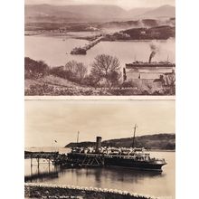 Ferry Steamer Ship s at Menai Bridge Pier Wales 2x Old Postcard s