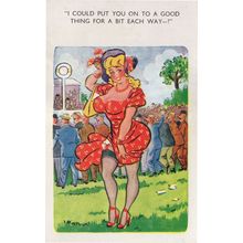 Horse Race Racing Sexy Ascot Lady Winning Each Way Bet Comic Postcard