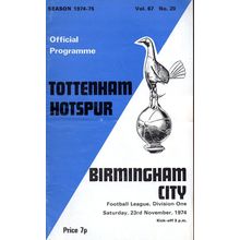 1974/75 Tottenham Hotspur / Spurs vs Birmingham City **FREE P&P**