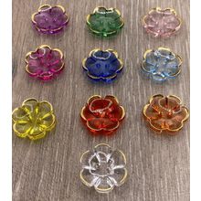 Clear Flower Gold Rim 2 Hole Buttons Knitting Cardigans Sewing 13mm 15mm 20mm