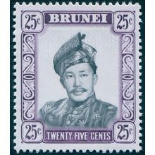 Brunei 1971 25c black & reddish violet Glazed paper SG127ab MNH
