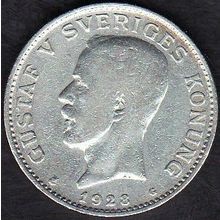 1928 Sweden 1 Krona Silver Coin