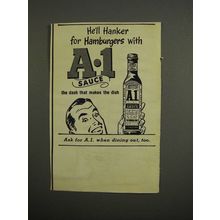 1952 A.1. Sauce Ad - He'll Hanker for Hamburgers