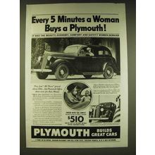 1936 Plymouth Cars Ad - Every 5 minutes a woman buys a Plymouth