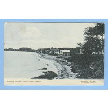 CT Milford Bathing Scene Pond Point Beach Picturesque View Of Beach w/Bath~533