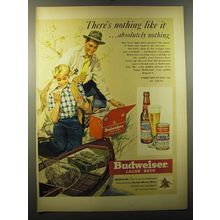 1950 Budweiser Beer Advertisement - Fishing