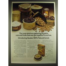 1974 Quaker 100% Natural Cereal Ad - The most delicious gathering of grains