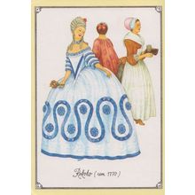 Spatrokoko 1770 Rokoko Fan Dress Ladies Fashion Costume German Germany Postcard