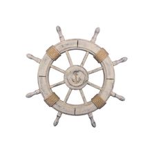 Rustic Decorative Ship Wheel With Anchor 24""