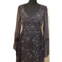 Toni Gard Black Grey Print Silk Dress 10 12 UK