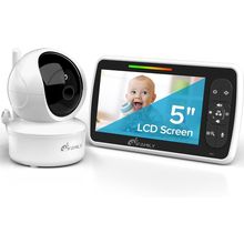 Ifamily Baby Monitor - Large 5" Screen with 30Hrs Battery Life - Remote Pan-Tilt