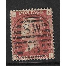 GB 1858 QUEEN VICTORIA 1d RED PLATE 91 OF USED SG43 NI POSTMARK SW15 LONDON