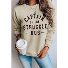 Khaki CAPTAIN Of THE STRUGGLE BUS Graphic Sweatshirt