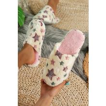 Beige Star Pattern Plush Home Slippers