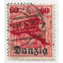DANZIG 1920 AIR AIRMAIL PLANE 60pf Mi 51 OVERPRINTED USED