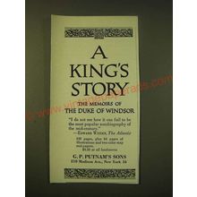 1951 G.P. Putnam's A King's Story Ad