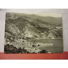MENTON, FRANCE used vintage postcard RP 1958 pm Italy.France border =