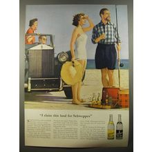 1954 Schweppes Quinine Water and Club Soda Ad - I claim this land for Schweppes
