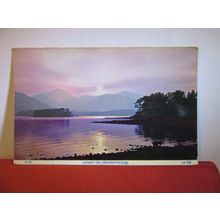 SUNSET, DERWENTWATER. KESWICK used vintage postcard by H Webster 1966 pm =