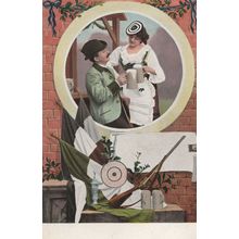 Rifle Shooting Target On Ladies Head Old German Gun Love Old Postcard