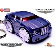 HTF KEYCHAIN SILVER GRAY CHRYSLER 300C CARICATURE CUSTOM