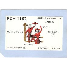 New Jersey Denville QSL Card KDV-1107 Russ & Charlotte Jarvis 35 Thurmont ~2074