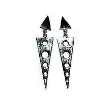 Sterling Silver Long Triangle Geometric Earrings
