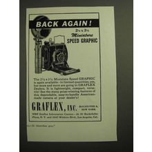 1946 Graflex 2 1/4 x 3 1/4 Miniature Speed Graphic Ad - Back Again