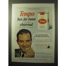 1964 Tempo Cigarettes Ad - Has Far More Charcoal