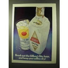 1972 Gilbey's Gin Ad - Keep Your Collins Dry